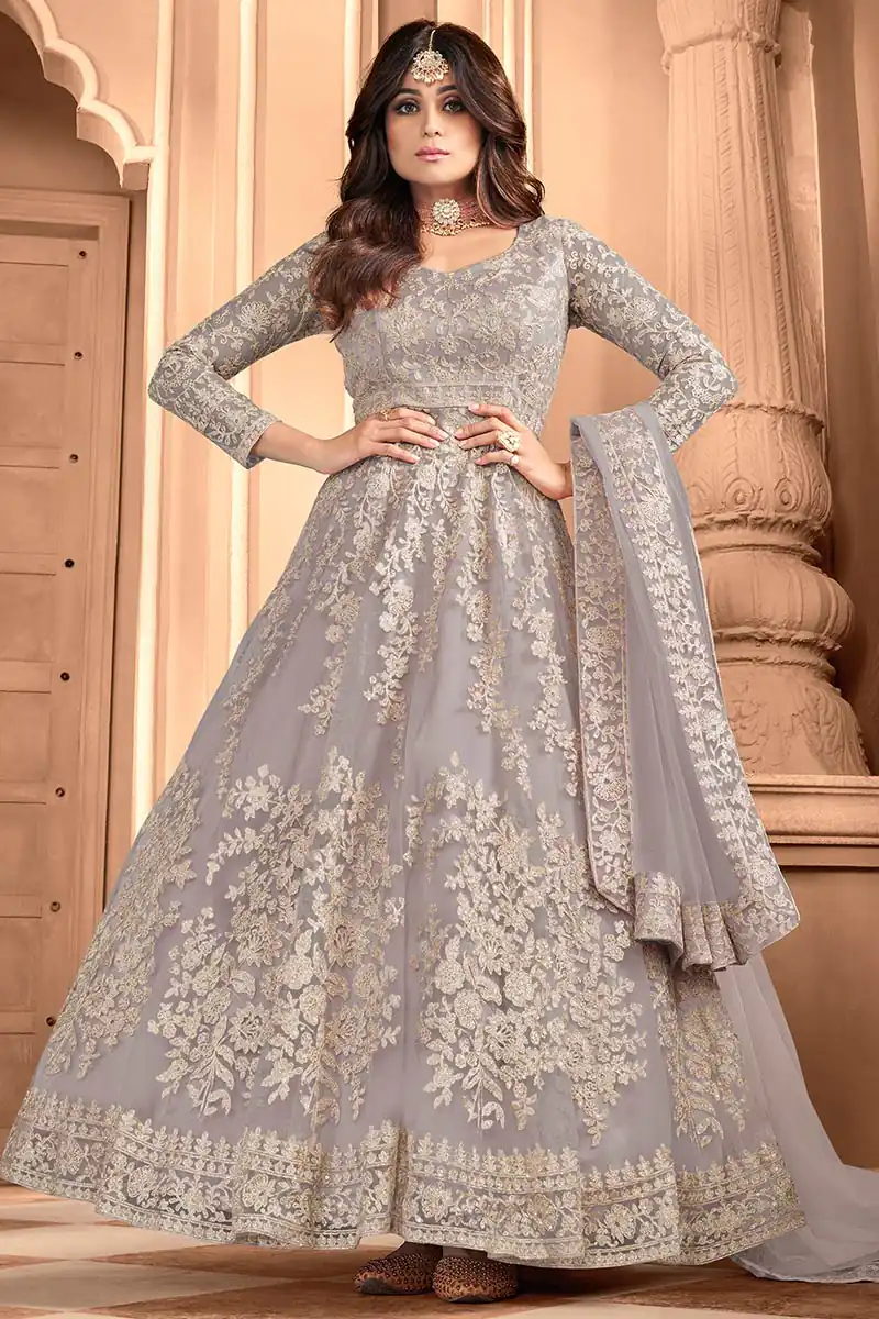 FC 8356 Grey in Color Heavy Net Embroidery Work Salwar Suit . Wedding, Party, Festive, Events, Special Price ₹3199. Delivery 4-6 Working Days. Shop now. | Casual Suits, Jump Suits, Tops & Bottoms, Track Suits, Salwar suit, Creative suits, Designer Suits, Palazzo Suits, Party Wear Suits, Patiala Suits, Straight Suits, Trendy Wear