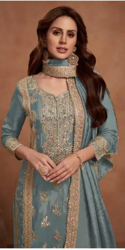 FC 1125 Grey Vichitra Salwar Suit with Embroidery Work & Lace Work. Available at ₹3049 only. Delivery 4-6 Working Days. Shop now. | Casual Suits, Jump Suits, Tops & Bottoms, Track Suits, Salwar suit, Creative suits, Designer Suits, Palazzo Suits, Party Wear Suits, Patiala Suits, Straight Suits, Trendy Wear