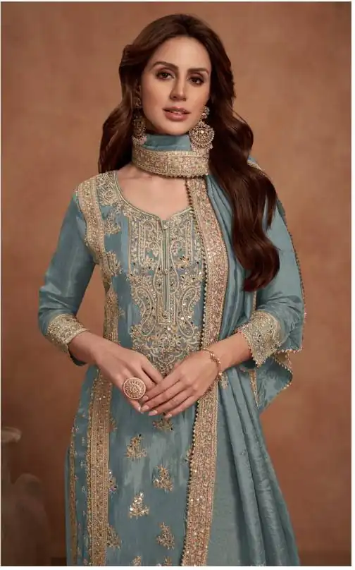 FC 1125 Grey Vichitra Salwar Suit with Embroidery Work & Lace Work. Available at ₹3049 only. Delivery 4-6 Working Days. Shop now. | Casual Suits, Jump Suits, Tops & Bottoms, Track Suits, Salwar suit, Creative suits, Designer Suits, Palazzo Suits, Party Wear Suits, Patiala Suits, Straight Suits, Trendy Wear