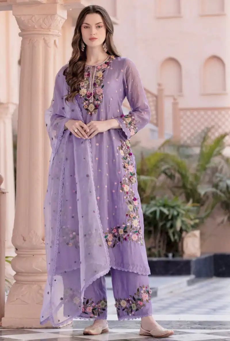 NSR 862 Lavender Faux Georgette Slawar Suit with Embroidery Work & Lace Work. Introductory Price ₹2149. Delivery 4-6 Working Days. Shop now. | Casual Suits, Jump Suits, Tops & Bottoms, Track Suits, Salwar suit, Creative suits, Designer Suits, Palazzo Suits, Party Wear Suits, Patiala Suits, Straight Suits, Trendy Wear