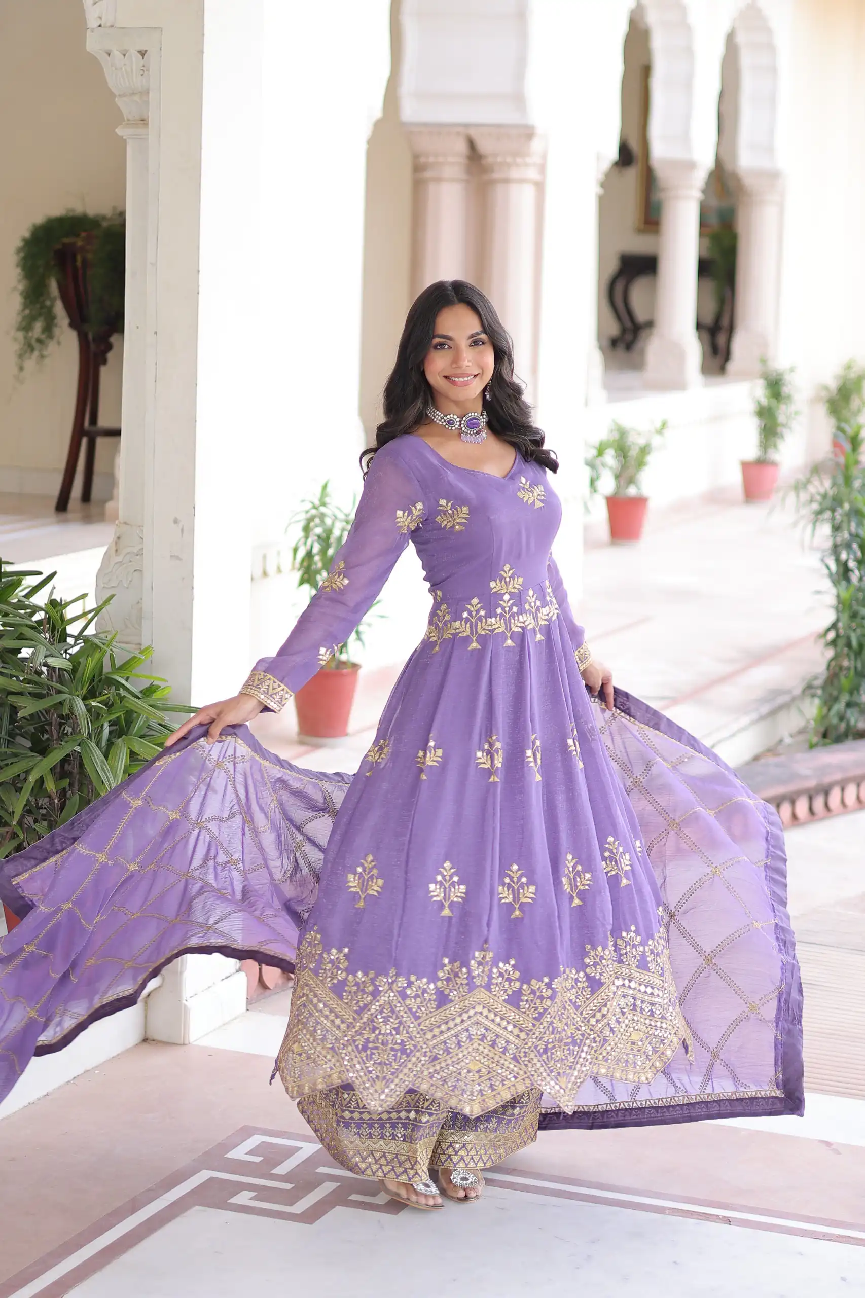 KA 1212 Lavender in Silver Crunchy Sequins Work & Embroidery Work Gown . Now at just ₹3199. Delivery 4-6 Working Days. Shop now. | Gowns, Bollywood Gowns, Creative Gowns, Designer Gowns, Embroidered Gowns, Party Wear Gowns
