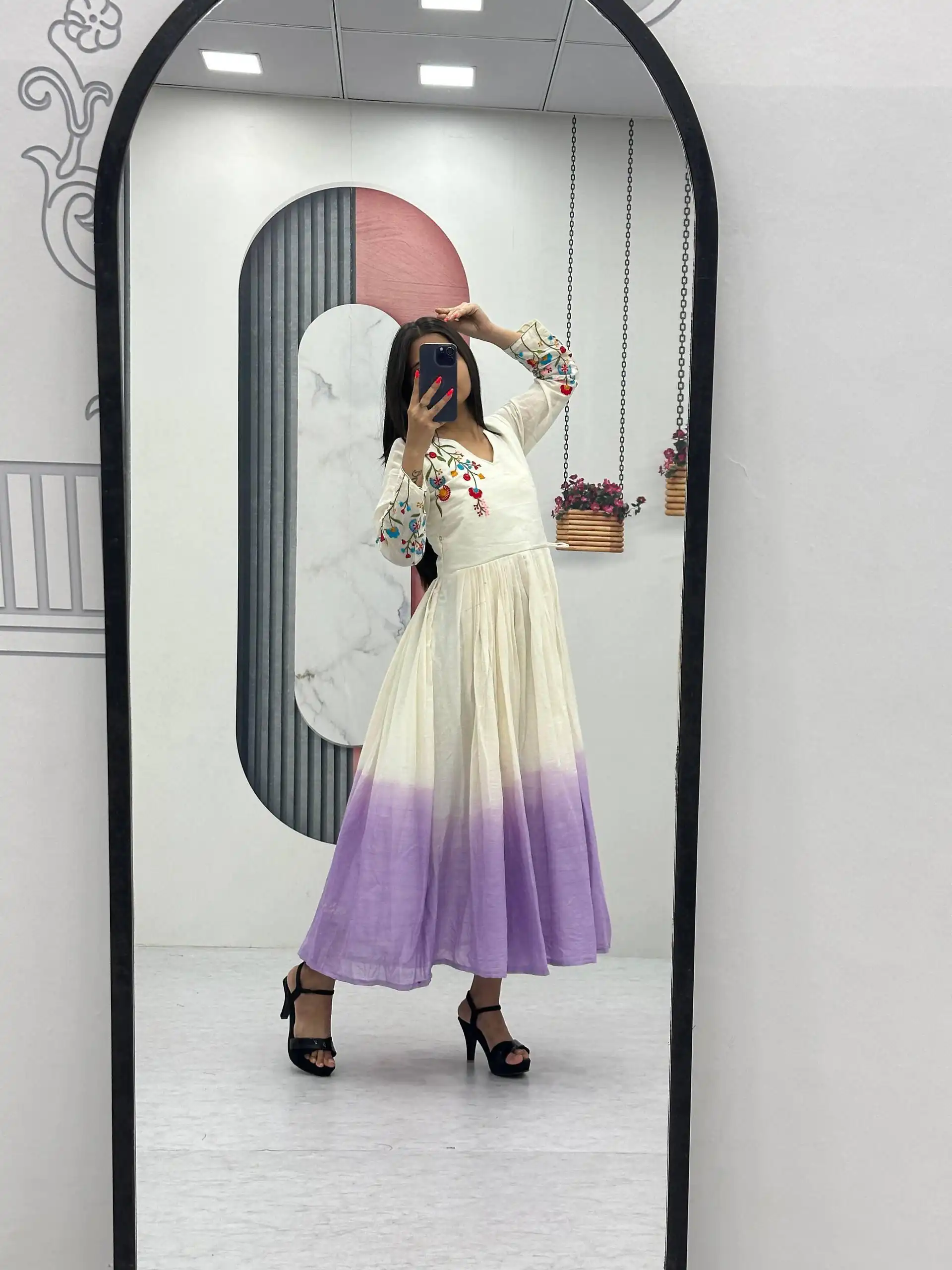 PC 526 Lavender Soft Cotton Gown with Embroidery Work. Wedding, Party, Festive, Events, Best Price ₹1749. Delivery 4-6 Working Days. Shop now. | Gowns, Bollywood Gowns, Creative Gowns, Designer Gowns, Embroidered Gowns, Party Wear Gowns