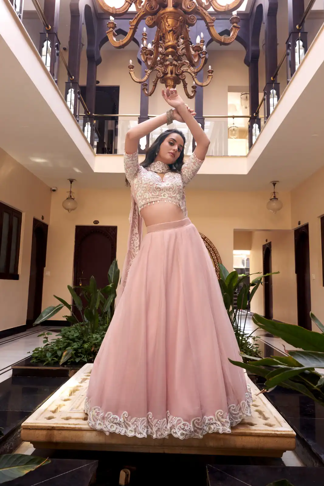 LNB 1439 Light pink Weone Silk Lehenga Choli Perfect for Wedding, Party, Diwali, Ganesh Chaturthi, Bridal Wear – . Now at just ₹3599. Delivery 4- | Lehenga, Bollywood Lehenga, Creative Lehenga, Designer Lehenga, Embroidered Lehenga, Party Wear Lehenga