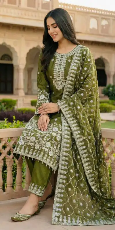 SRK 5320 Mahendi in Organza Silk Embroidery Work & Lace Work Salwar Suit . Available at ₹2399 only. Delivery 4-6 Working Days. Shop now. | Jump Suits, Tops & Bottoms, Track Suits, Salwar suit, Casual Suits, Creative suits, Designer Suits, Palazzo Suits, Party Wear Suits, Patiala Suits, Straight Suits, Trendy Wear