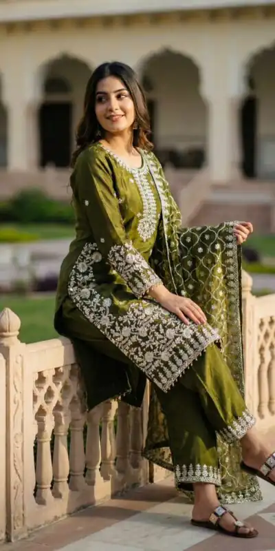 SRK 5320 Mahendi in Organza Silk Embroidery Work & Lace Work Salwar Suit . Available at ₹2399 only. Delivery 4-6 Working Days. Shop now. | Jump Suits, Tops & Bottoms, Track Suits, Salwar suit, Casual Suits, Creative suits, Designer Suits, Palazzo Suits, Party Wear Suits, Patiala Suits, Straight Suits, Trendy Wear