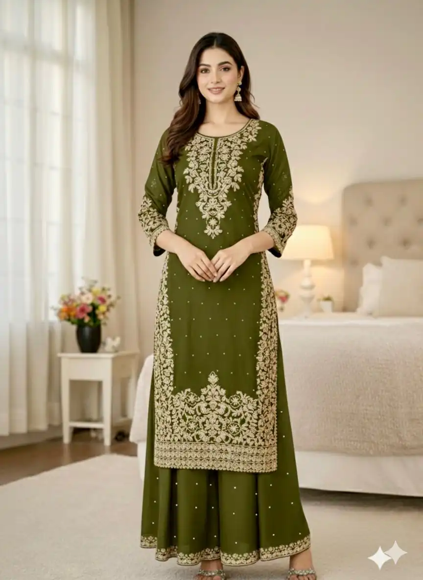 SSR 535 Mahendi in Organza Silk Embroidery Work Salwar Suit . Available at ₹2399 only. Delivery 4-6 Working Days. Shop now. | Casual Suits, Jump Suits, Tops & Bottoms, Track Suits, Salwar suit, Creative suits, Designer Suits, Palazzo Suits, Party Wear Suits, Patiala Suits, Straight Suits, Trendy Wear
