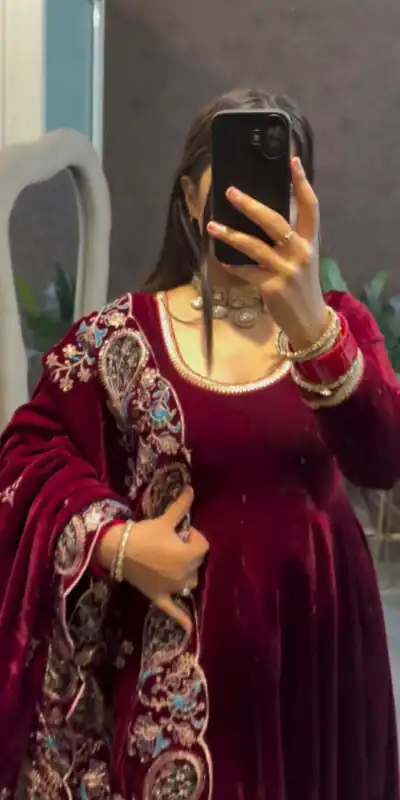 ST 1148 Maroon 9000 Velvet Salwar Suit with Embroidery Work & Lace Work. Get it for ₹2449. Delivery 4-6 Working Days. Shop now. | Casual Suits, Jump Suits, Tops & Bottoms, Track Suits, Salwar suit, Creative suits, Designer Suits, Palazzo Suits, Party Wear Suits, Patiala Suits, Straight Suits, Trendy Wear