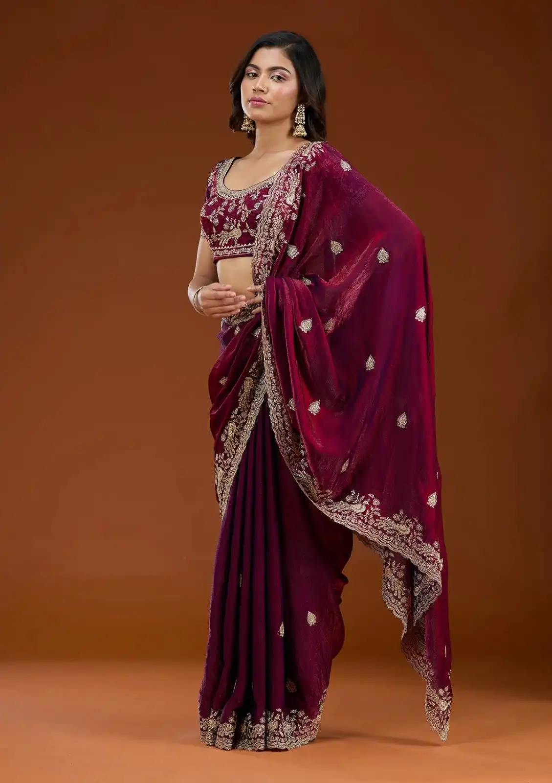 E BT 438 Maroon in Fandy Satin Silk mbroidery Work & Zari Work Saree. Special Price ₹1949. Delivery 4-6 Working Days. Shop now. | Sarees, Bollywood Sarees, Creative Sarees, Designer Sarees, Embroidered Sarees, Ethnic Saree, Modern Digital sarees, Party Wear Sarees