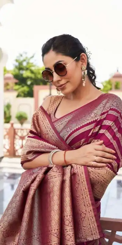 KPR 232 Maroon Soft Lichi Silk Saree Perfect for Wedding, Party, Anniversary, Sangeet, Baby Shower – . Now at just ₹1399. Delivery 4-6 Working Days. Shop n | Sarees, Bollywood Sarees, Creative Sarees, Designer Sarees, Embroidered Sarees, Ethnic Saree, Modern Digital sarees, Party Wear Sarees