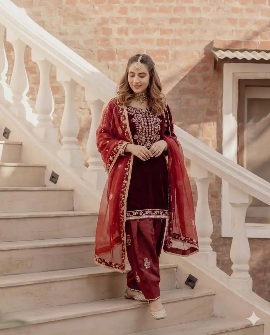 BE 424 Maroon Organza Salwar Suit with Embroidery Work. Wedding, Party, Festive, Events Best Price ₹2049. Delivery 4-6 Working Days. Shop now. | Casual Suits, Jump Suits, Tops & Bottoms, Track Suits, Salwar suit, Creative suits, Designer Suits, Palazzo Suits, Party Wear Suits, Patiala Suits, Straight Suits, Trendy Wear