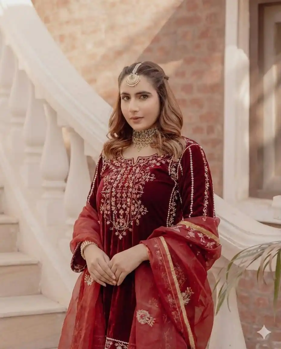 BE 424 Maroon Organza Salwar Suit with Embroidery Work. Wedding, Party, Festive, Events Best Price ₹2049. Delivery 4-6 Working Days. Shop now. | Casual Suits, Jump Suits, Tops & Bottoms, Track Suits, Salwar suit, Creative suits, Designer Suits, Palazzo Suits, Party Wear Suits, Patiala Suits, Straight Suits, Trendy Wear