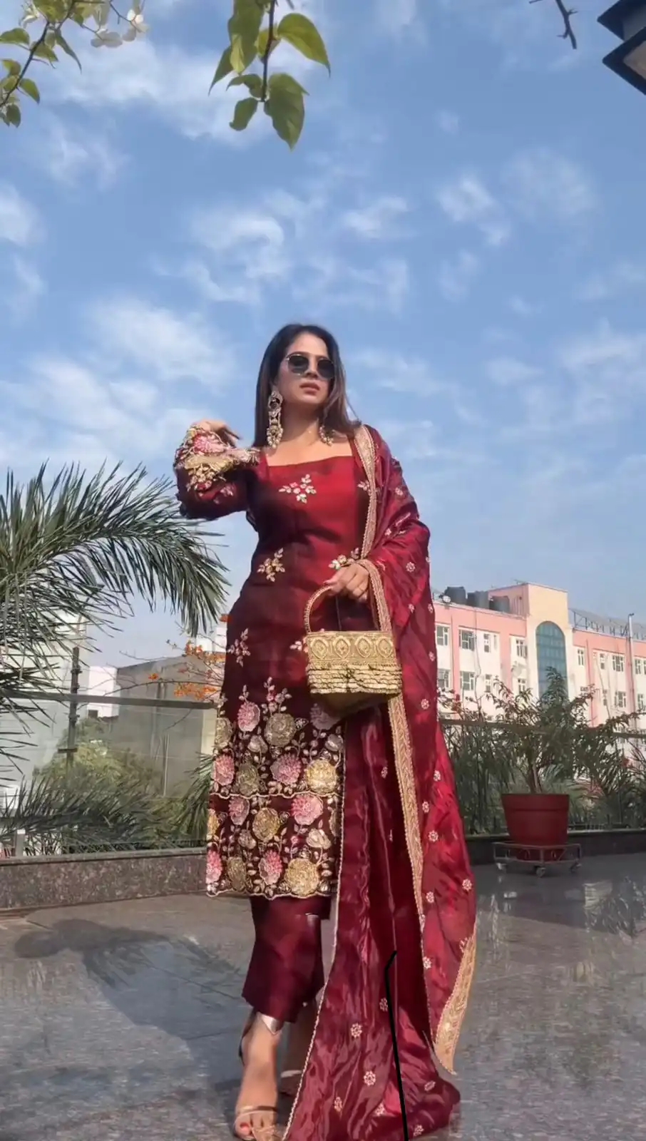 NSR 881 Maroon Organza Poly Silk Salwar Suit with Embroidery Work & Lace Work. Introductory Price ₹209. Delivery 4-6 Working Days. Shop now. | Casual Suits, Jump Suits, Salwar suit, Creative suits, Designer Suits, Palazzo Suits, Party Wear Suits, Patiala Suits, Straight Suits