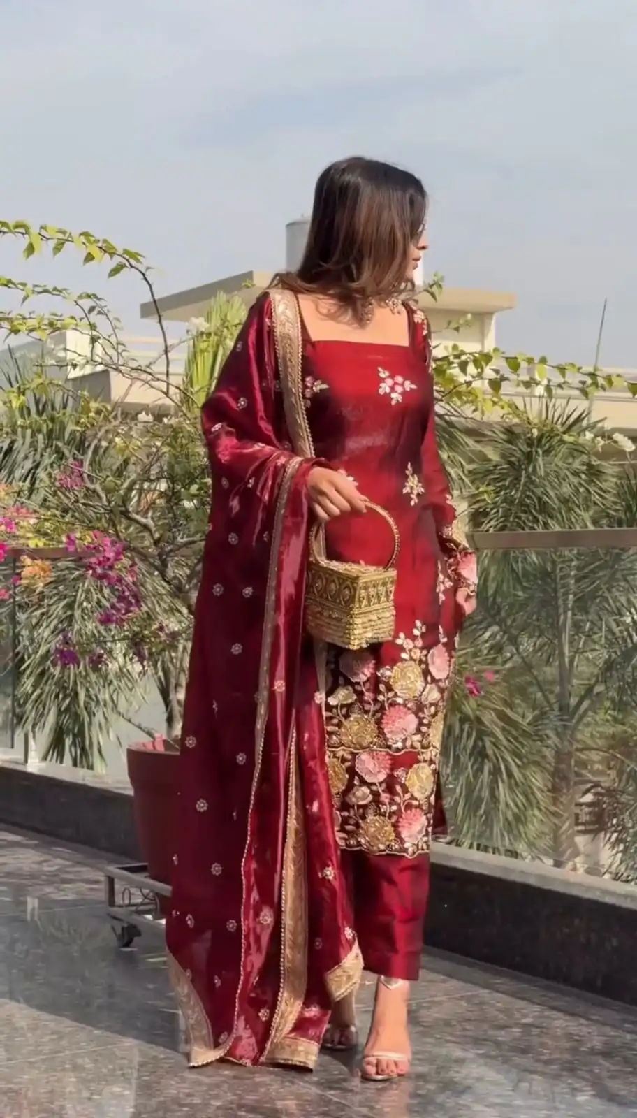 NSR 881 Maroon Organza Poly Silk Salwar Suit with Embroidery Work & Lace Work. Introductory Price ₹209. Delivery 4-6 Working Days. Shop now. | Casual Suits, Jump Suits, Salwar suit, Creative suits, Designer Suits, Palazzo Suits, Party Wear Suits, Patiala Suits, Straight Suits