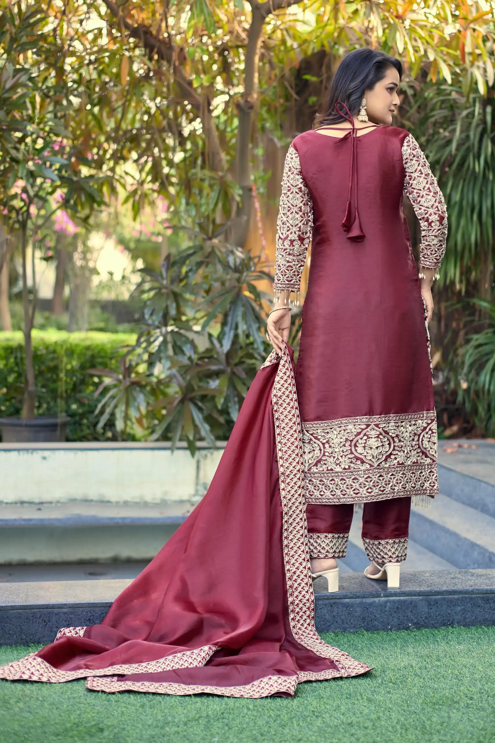 SR 1698 Maroon in Color Organza Silk Embroidery Work Salwar Suit . Festive Deal ₹2499. Delivery 4-6 Working Days. Shop now. | Casual Suits, Jump Suits, Tops & Bottoms, Track Suits, Salwar suit, Creative suits, Designer Suits, Palazzo Suits, Party Wear Suits, Patiala Suits, Straight Suits, Trendy Wear