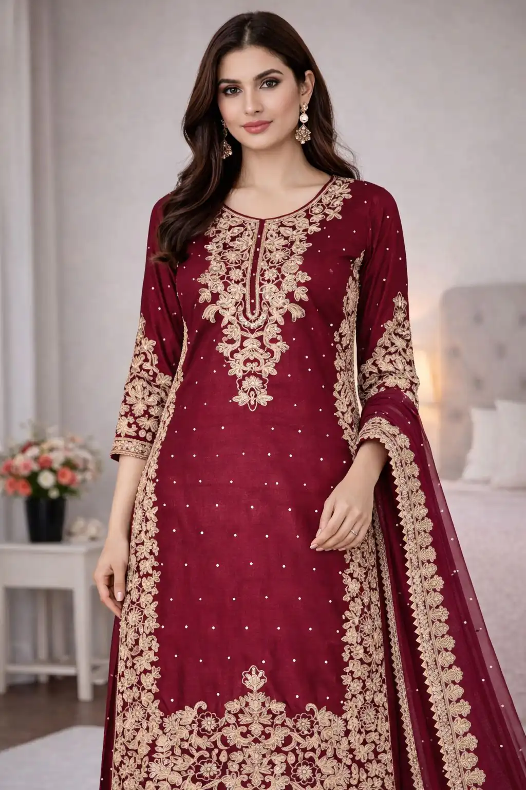 SSR 535 Maroon in Organza Silk Embroidery Work Salwar Suit . Available at ₹2399 only. Delivery 4-6 Working Days. Shop now. | Jump Suits, Tops & Bottoms, Track Suits, Salwar suit, Casual Suits, Creative suits, Designer Suits, Palazzo Suits, Party Wear Suits, Patiala Suits, Straight Suits, Trendy Wear