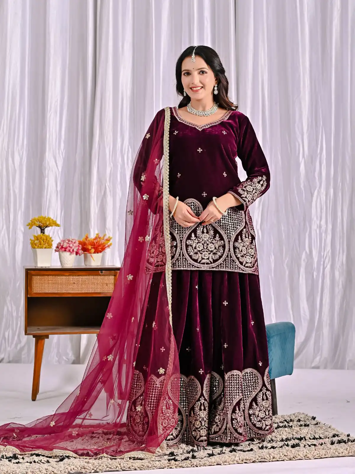 ND 5054 Maroon Embroidery Work Salwar Suit in Maroon Viscous Velvet. Available at ₹2449 only. Delivery 4-6 Working Days. Shop now. | Jump Suits, Tops & Bottoms, Track Suits, Salwar suit, Casual Suits, Creative suits, Designer Suits, Palazzo Suits, Party Wear Suits, Patiala Suits, Straight Suits, Trendy Wear