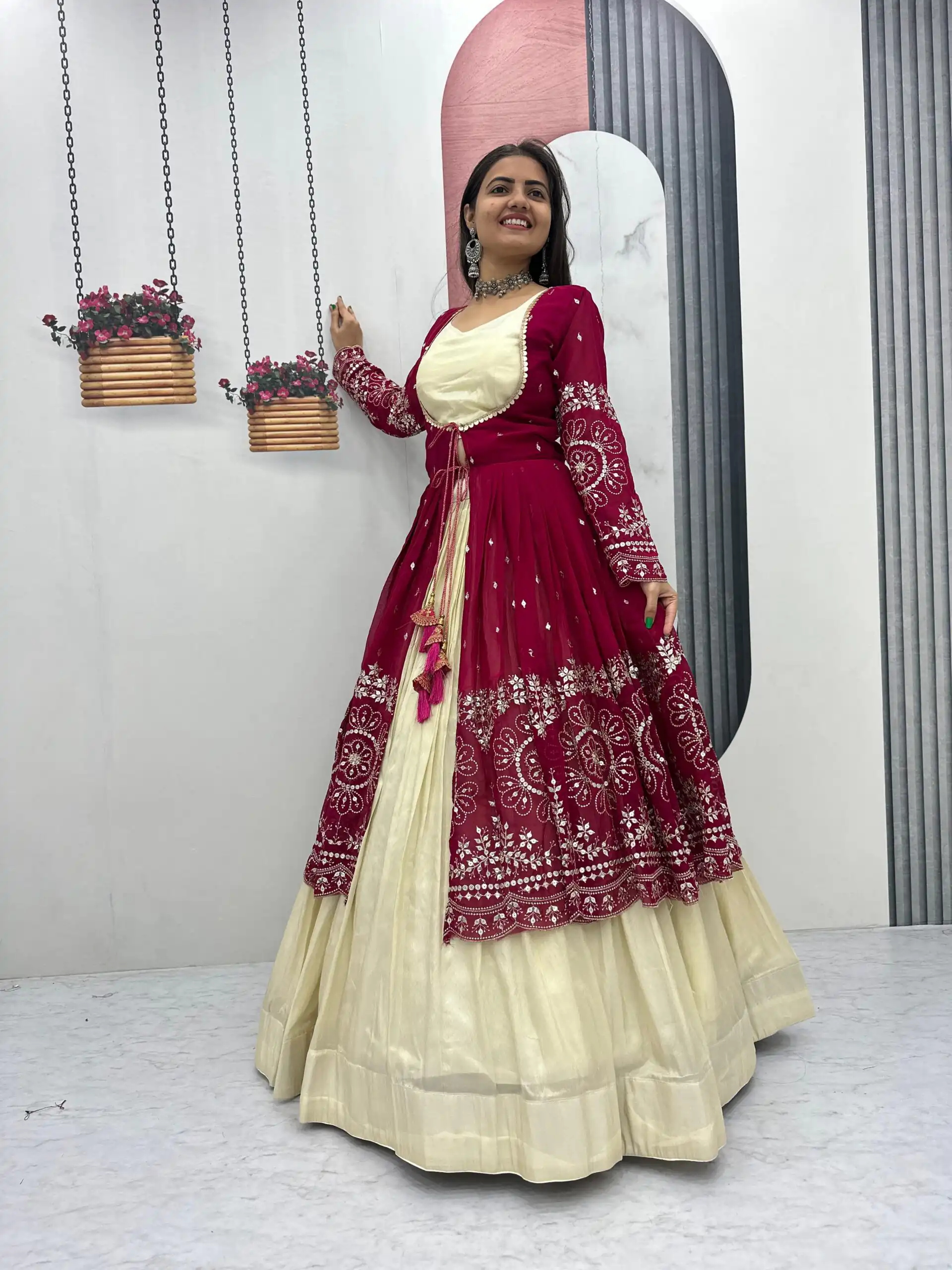 PC 556 Maroon Color Simar Cosmos Lehenga Choli with Designer Work. Special Price ₹3049. Delivery 4-6 Working Days. Shop now. | Lehenga, Bollywood Lehenga, Creative Lehenga, Designer Lehenga, Embroidered Lehenga, Party Wear Lehenga