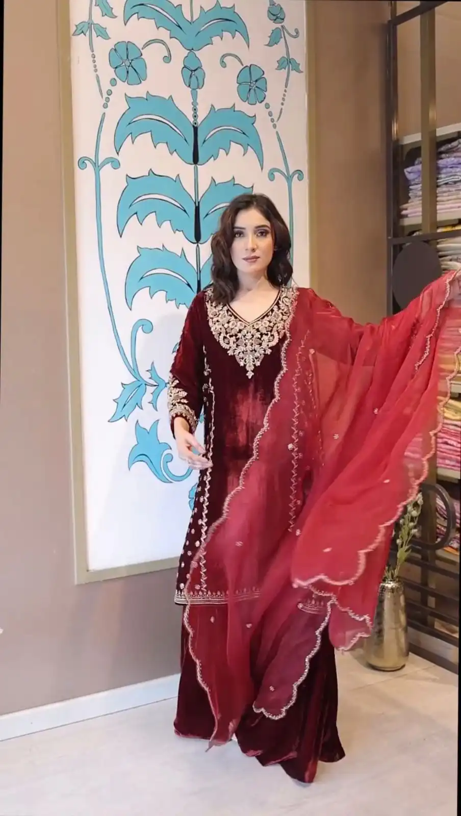 LG 2020 Maroon Velvet Salwar Suit with Embroidery Work. Wedding, Party, Festive, Events, Now at just ₹1899. Delivery 4-6 Working Days. Shop now. | Jump Suits, Tops & Bottoms, Track Suits, Salwar suit, Casual Suits, Creative suits, Designer Suits, Palazzo Suits, Party Wear Suits, Patiala Suits, Straight Suits, Trendy Wear