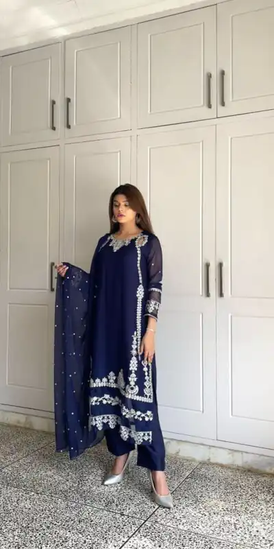 ZF 429 Navy Blue Faux Georgette Salwar Suit Perfect for Wedding, Party, Holi, Engagement, Eid – . Available at ₹1999 only. Delivery 4-6 Working Da | Jump Suits, Tops & Bottoms, Track Suits, Salwar suit, Casual Suits, Creative suits, Designer Suits, Palazzo Suits, Party Wear Suits, Patiala Suits, Straight Suits, Trendy Wear