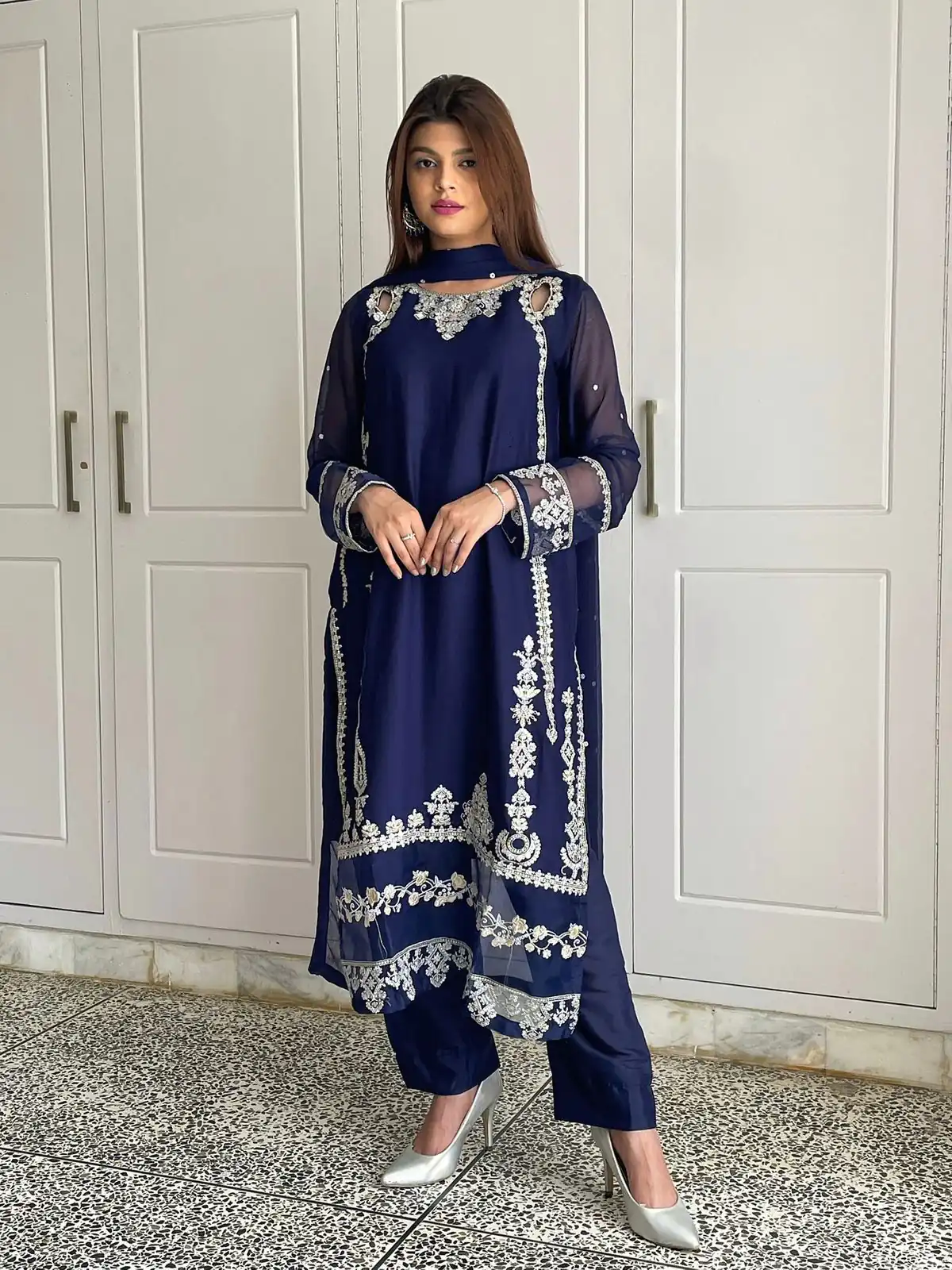 ZF 429 Navy Blue Faux Georgette Salwar Suit Perfect for Wedding, Party, Holi, Engagement, Eid – . Available at ₹1999 only. Delivery 4-6 Working Da | Jump Suits, Tops & Bottoms, Track Suits, Salwar suit, Casual Suits, Creative suits, Designer Suits, Palazzo Suits, Party Wear Suits, Patiala Suits, Straight Suits, Trendy Wear