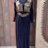 Navy Blue French Crape Embroidery Work Dhoti Suit
