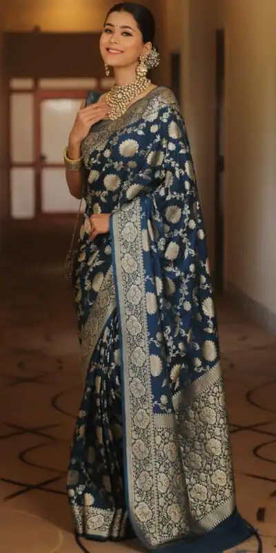 KP 5085 Navy Blue in Soft Lichi Silk Wedding, Party, Festive, Events Designer Work Saree . Get it for ₹1349. Delivery 4-6 Working Days. Shop now. | Sarees, Bollywood Sarees, Creative Sarees, Designer Sarees, Embroidered Sarees, Ethnic Saree, Modern Digital sarees, Party Wear Sarees