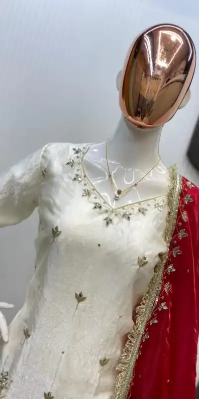 LG 1985 Off White Fandy Salwar Suit with Mirror Work & Embroidery Work. Introductory Price ₹2599. Delivery 4-6 Working Days. Shop now. | Jump Suits, Tops & Bottoms, Track Suits, Salwar suit, Casual Suits, Creative suits, Designer Suits, Palazzo Suits, Party Wear Suits, Patiala Suits, Straight Suits, Trendy Wear