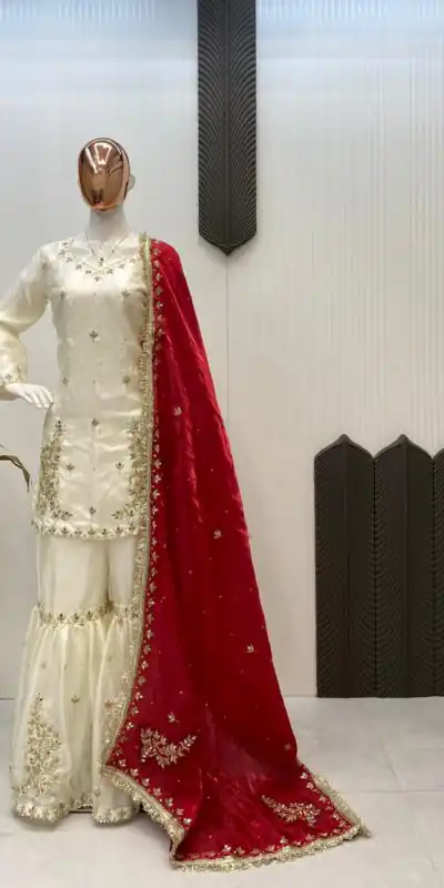 LG 1985 Off White Fandy Salwar Suit with Mirror Work & Embroidery Work. Introductory Price ₹2599. Delivery 4-6 Working Days. Shop now. | Jump Suits, Tops & Bottoms, Track Suits, Salwar suit, Casual Suits, Creative suits, Designer Suits, Palazzo Suits, Party Wear Suits, Patiala Suits, Straight Suits, Trendy Wear