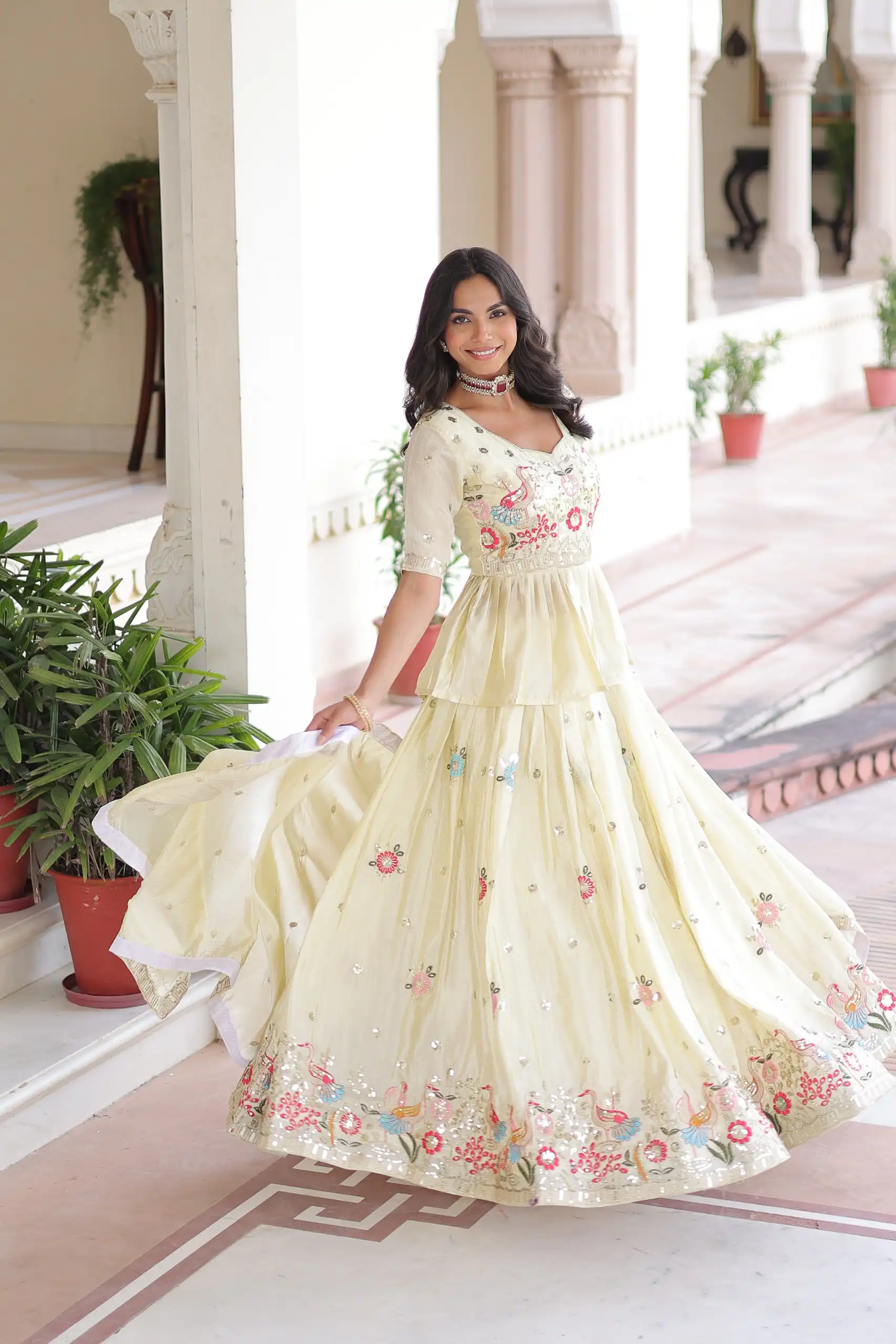 KA 5060 Off White Gold Crush Lehenga Choli Perfect for Wedding, Party, Bridal Wear, Makar Sankranti, Raksha Bandhan – . Exclusive Offer ₹2649. Del | Lehenga, Bollywood Lehenga, Creative Lehenga, Designer Lehenga, Embroidered Lehenga, Party Wear Lehenga