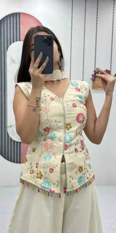 PC 451 Off White Tissue Simmer Salwar Suit with Embroidery Work. Available at ₹2549 only. Delivery 4-6 Working Days. Shop now. | Casual Suits, Jump Suits, Tops & Bottoms, Track Suits, Salwar suit, Creative suits, Designer Suits, Palazzo Suits, Party Wear Suits, Patiala Suits, Straight Suits, Trendy Wear