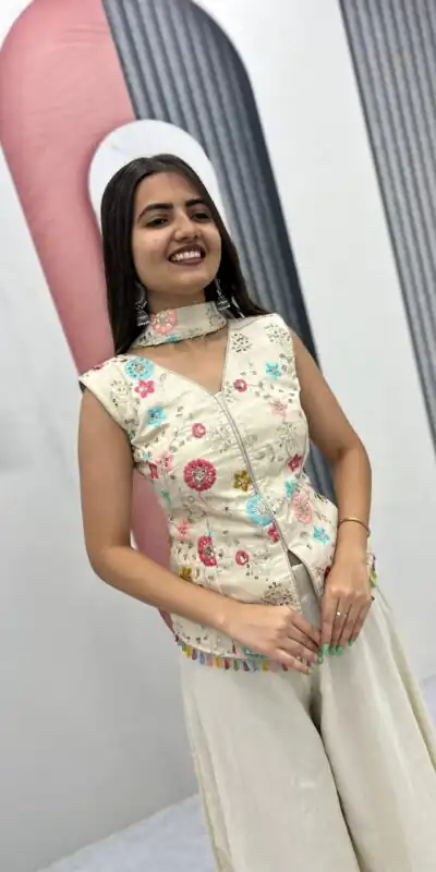 PC 451 Off White Tissue Simmer Salwar Suit with Embroidery Work. Available at ₹2549 only. Delivery 4-6 Working Days. Shop now. | Casual Suits, Jump Suits, Tops & Bottoms, Track Suits, Salwar suit, Creative suits, Designer Suits, Palazzo Suits, Party Wear Suits, Patiala Suits, Straight Suits, Trendy Wear