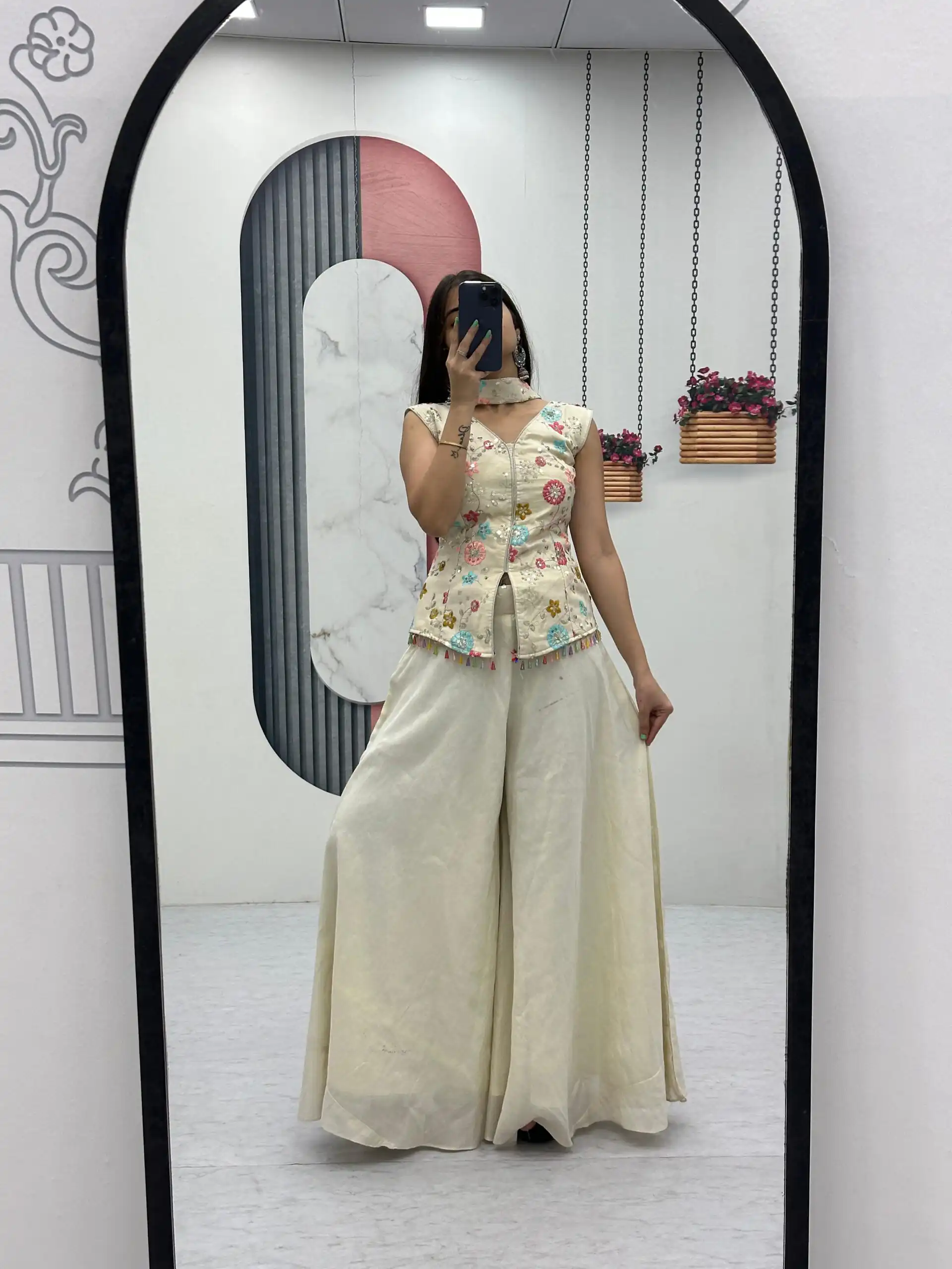 PC 451 Off White Tissue Simmer Salwar Suit with Embroidery Work. Available at ₹2549 only. Delivery 4-6 Working Days. Shop now. | Casual Suits, Jump Suits, Tops & Bottoms, Track Suits, Salwar suit, Creative suits, Designer Suits, Palazzo Suits, Party Wear Suits, Patiala Suits, Straight Suits, Trendy Wear