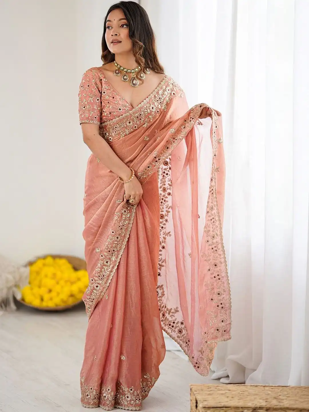 JR 645 Peach Fandy chiffon Saree Perfect for Wedding, Party, Housewarming, Durga Puja, Traditional Day – . Special Price ₹1949. Delivery 4-6 Working Day | Sarees, Bollywood Sarees, Creative Sarees, Designer Sarees, Embroidered Sarees, Ethnic Saree, Modern Digital sarees, Party Wear Sarees