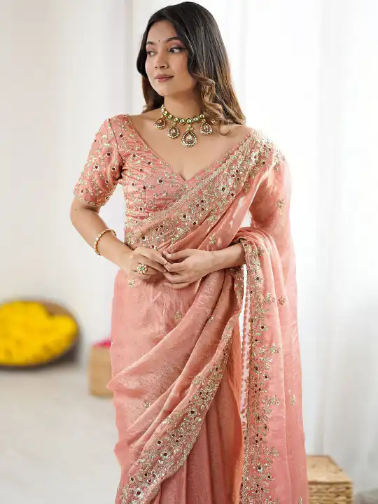 JR 645 Peach Fandy chiffon Saree Perfect for Wedding, Party, Housewarming, Durga Puja, Traditional Day – . Special Price ₹1949. Delivery 4-6 Working Day | Sarees, Bollywood Sarees, Creative Sarees, Designer Sarees, Embroidered Sarees, Ethnic Saree, Modern Digital sarees, Party Wear Sarees