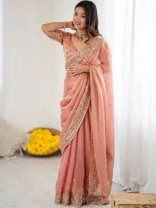 JR 645 Peach Fandy chiffon Saree Perfect for Wedding, Party, Housewarming, Durga Puja, Traditional Day – . Special Price ₹1949. Delivery 4-6 Working Day | Sarees, Bollywood Sarees, Creative Sarees, Designer Sarees, Embroidered Sarees, Ethnic Saree, Modern Digital sarees, Party Wear Sarees