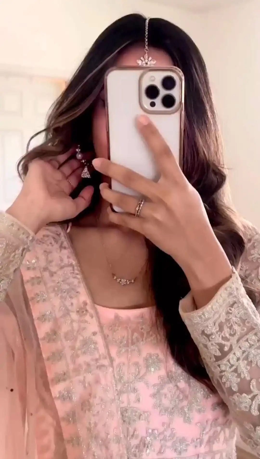 Peach Heavy Net Embroidery Work Salwar Suit - Image 4