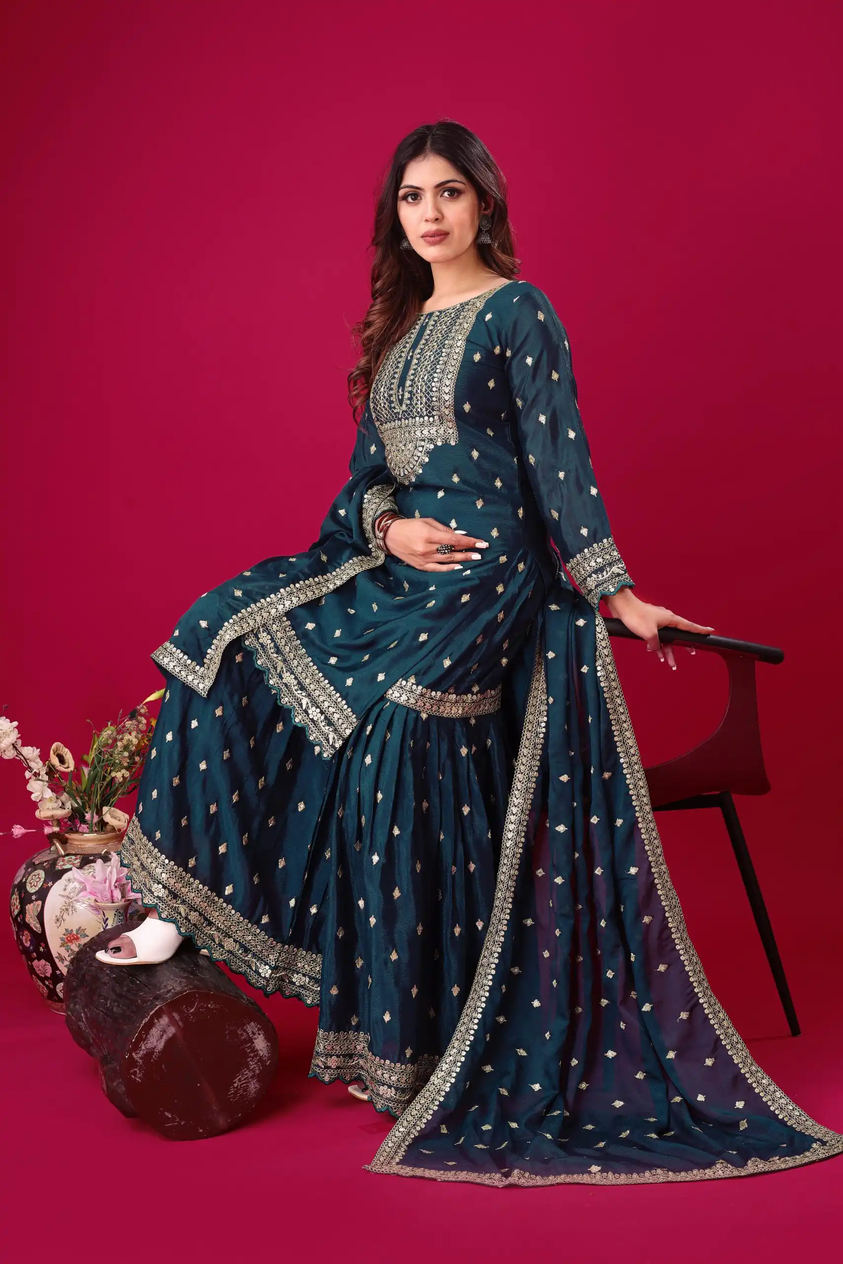 ZF 5006 Peacock Blue Color Chinon Silk Sequence Work Salwar Suit Casual, Wedding, Festive, Events . Expected Delivery  4-6 Working Days @2149/- only      | Jump Suits, Salwar suit, Casual Suits, Creative suits, Designer Suits, Palazzo Suits, Party Wear Suits, Patiala Suits, Straight Suits