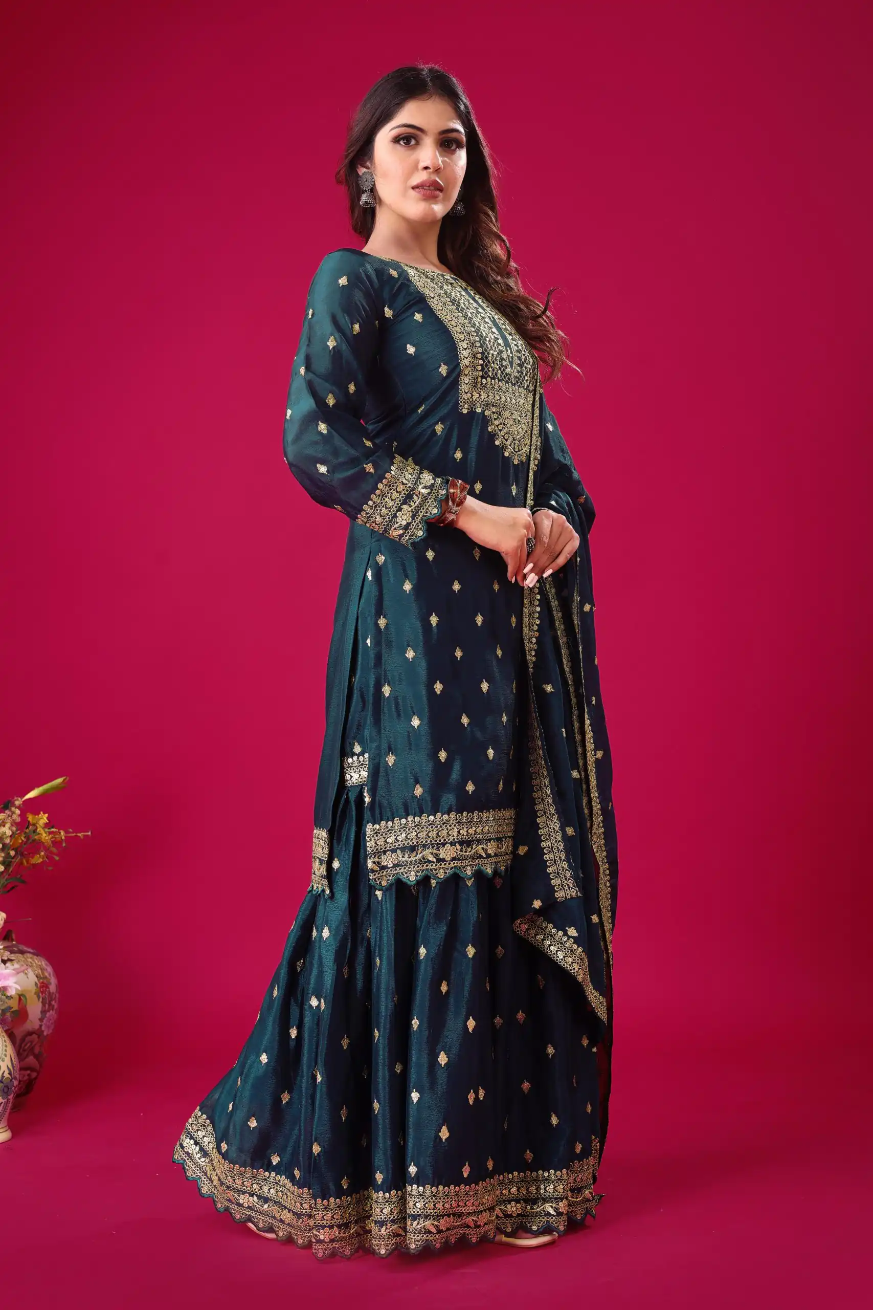 ZF 5006 Peacock Blue Color Chinon Silk Sequence Work Salwar Suit Casual, Wedding, Festive, Events . Expected Delivery  4-6 Working Days @2149/- only      | Jump Suits, Salwar suit, Casual Suits, Creative suits, Designer Suits, Palazzo Suits, Party Wear Suits, Patiala Suits, Straight Suits