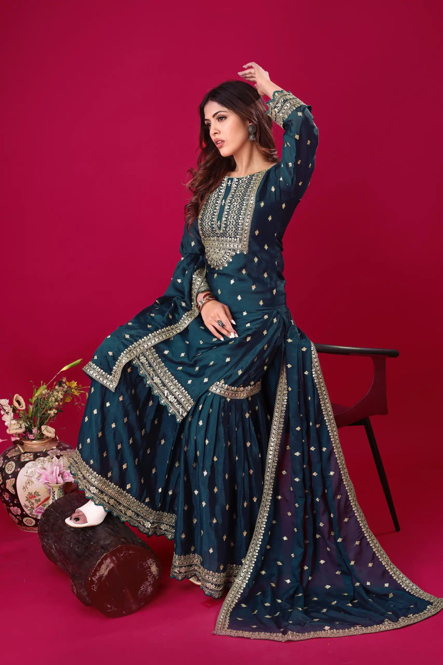 ZF 5006 Peacock Blue Color Chinon Silk Sequence Work Salwar Suit Casual, Wedding, Festive, Events . Expected Delivery  4-6 Working Days @2149/- only      | Jump Suits, Salwar suit, Casual Suits, Creative suits, Designer Suits, Palazzo Suits, Party Wear Suits, Patiala Suits, Straight Suits