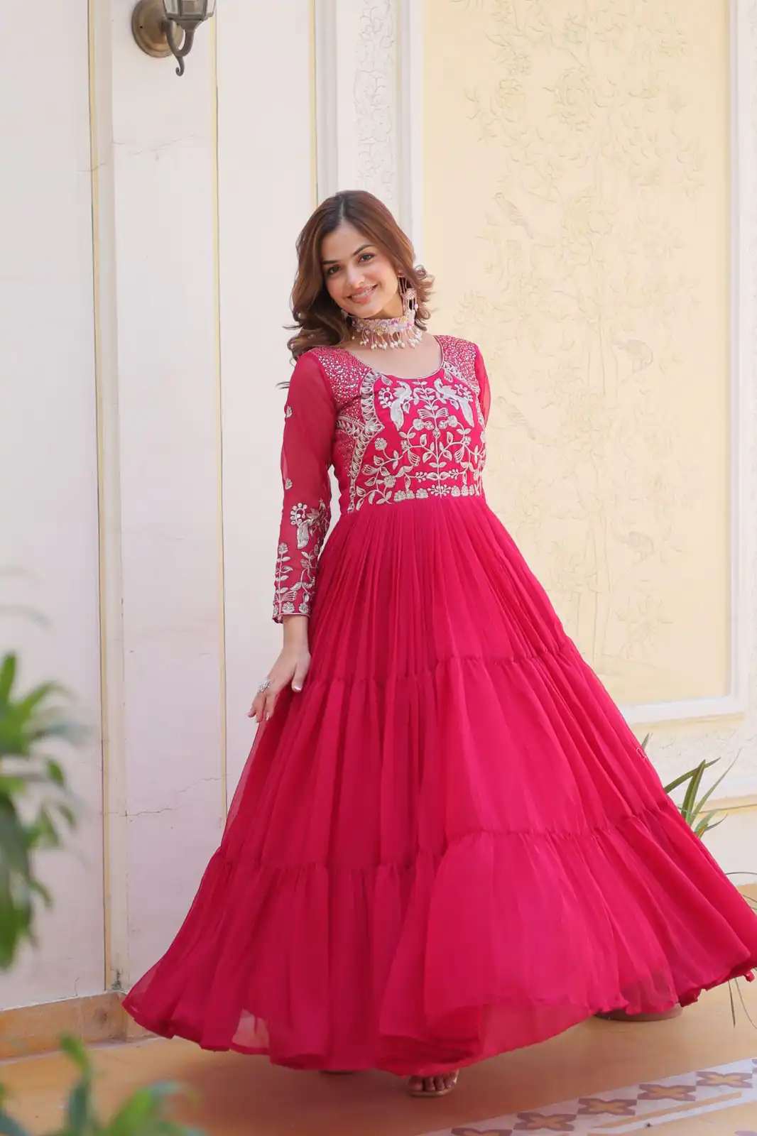 Ram 083 Pink Fox Georgette Sequence Work Gown . Wedding, Party, Festive, Events Grab it for ₹1749. Delivery 4-6 Working Days. Shop now. | Gowns, Bollywood Gowns, Creative Gowns, Designer Gowns, Embroidered Gowns, Party Wear Gowns