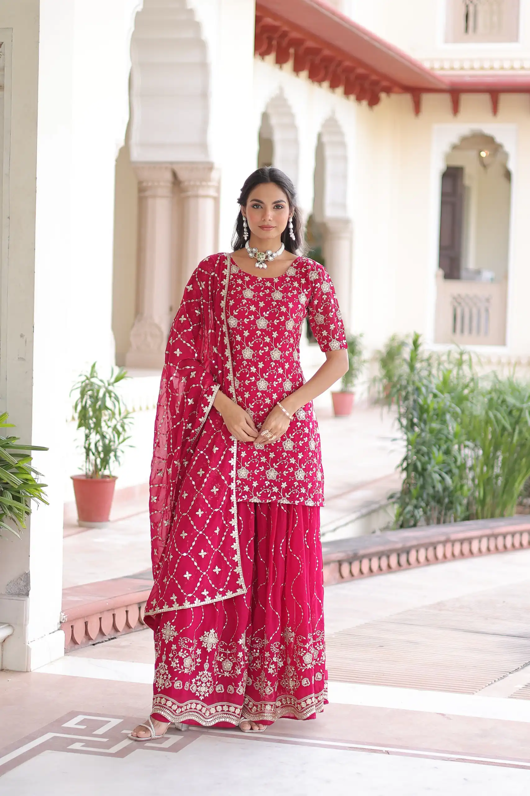 KA 1210 Pink in Georgette. Embroidery Work & Sequins Work Salwar Suit Grab it for ₹2599. Delivery 4-6 Working Days. Shop now. | Casual Suits, Jump Suits, Tops & Bottoms, Track Suits, Salwar suit, Creative suits, Designer Suits, Palazzo Suits, Party Wear Suits, Patiala Suits, Straight Suits, Trendy Wear