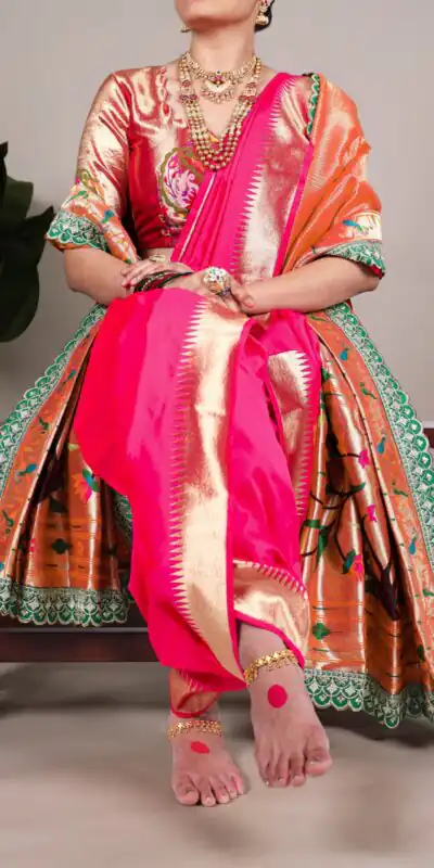 YNF 7407 Pink Color Jacquard Silk Paithani Zari Weaving Work Saree Casual, Wedding, Festive, Events . Expected Delivery  4-6 Working Days @3349/- only                                                                                | Sarees, Bollywood Sarees, Creative Sarees, Designer Sarees, Embroidered Sarees, Ethnic Saree, Modern Digital sarees, Party Wear Sarees