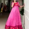 YNF 5012 Pink Mass Mello Gown with Zari Work. Available at ₹1799 only. Wedding, Party, Festive, Events Delivery 4-6 Working Days. Shop now. | Gowns, Bollywood Gowns, Creative Gowns, Designer Gowns, Embroidered Gowns, Party Wear Gowns