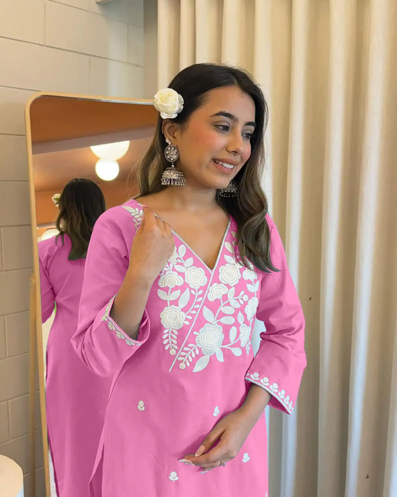 Pink Rayon Wed Lakhnavi Style Work Salwar Suit - Image 2