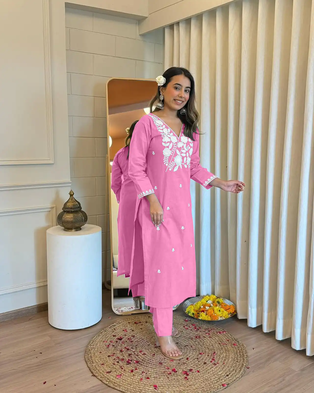 Pink Rayon Wed Lakhnavi Style Work Salwar Suit