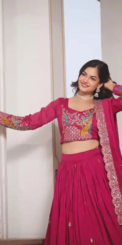 Ram 113 Pink Color Vichitra Lehenga Choli with Embroidery Work. Exclusive Offer ₹3099. Delivery 4-6 Working Days. Shop now. | Lehenga, Bollywood Lehenga, Creative Lehenga, Designer Lehenga, Embroidered Lehenga, Party Wear Lehenga