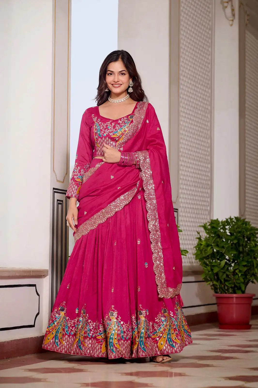 Ram 113 Pink Color Vichitra Lehenga Choli with Embroidery Work. Exclusive Offer ₹3099. Delivery 4-6 Working Days. Shop now. | Lehenga, Bollywood Lehenga, Creative Lehenga, Designer Lehenga, Embroidered Lehenga, Party Wear Lehenga