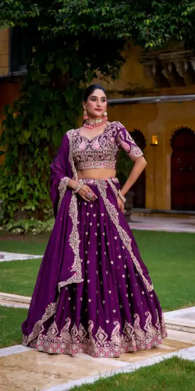 LNB 1456 Purple Color Rangoli Crush Sequins Thread Lehenga Choli . Exclusive Offer ₹3999. Delivery 4-6 Working Days. Shop now. | Lehenga, Bollywood Lehenga, Creative Lehenga, Designer Lehenga, Embroidered Lehenga, Party Wear Lehenga