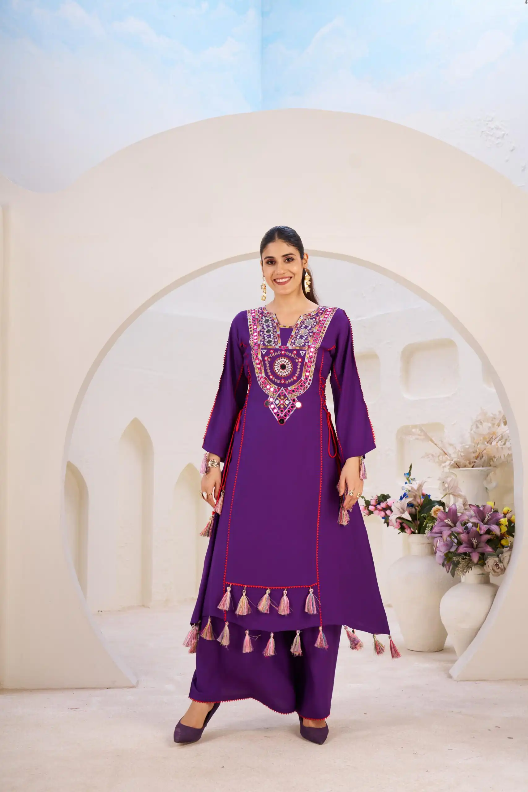 KD 1516 Purple Rayon Thread With Real Mirror Work Salwar Suit. Wedding, Party, Festive, Events, Best Price ₹1999. Delivery 4-6 Working Days. Shop now. | Casual Suits, Jump Suits, Tops & Bottoms, Track Suits, Salwar suit, Creative suits, Designer Suits, Palazzo Suits, Party Wear Suits, Patiala Suits, Straight Suits, Trendy Wear