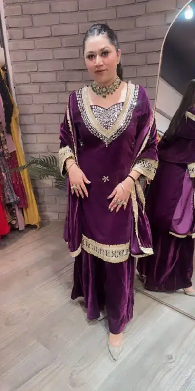 LG 2044 Purple in Velvet Mirror Work & Embroidery Work Salwar Suit . Best Price ₹2599. Delivery 4-6 Working Days. Shop now. | Casual Suits, Jump Suits, Tops & Bottoms, Track Suits, Salwar suit, Creative suits, Designer Suits, Palazzo Suits, Party Wear Suits, Patiala Suits, Straight Suits, Trendy Wear